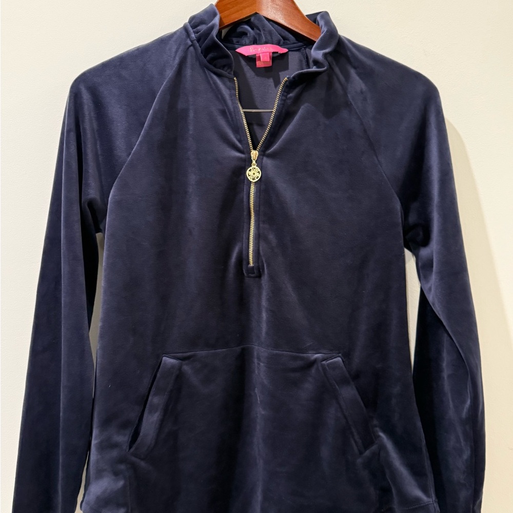 Lilly Pulitzer Navy Half-Zip Sweatshirt